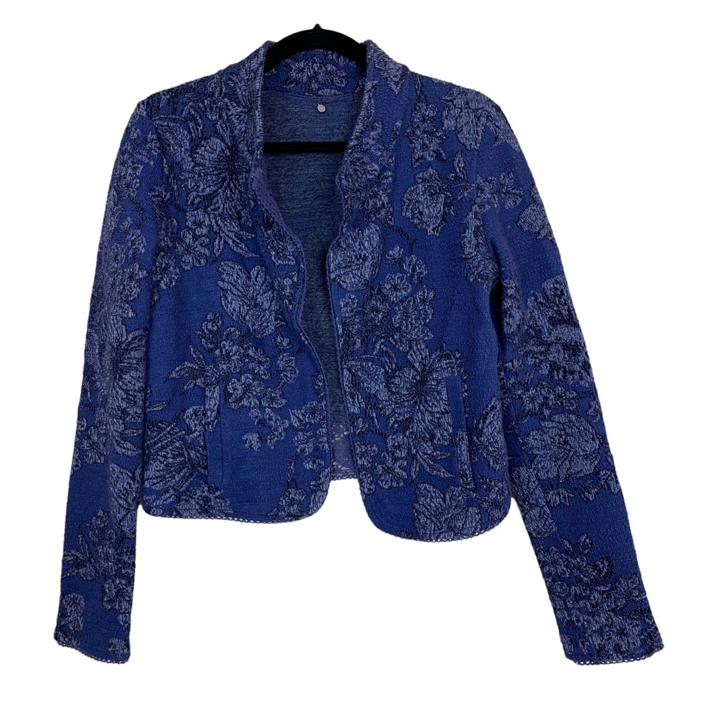 Knitted & Knotted Anthropologie Nightshade Jacquard Tapestry Open Front Blazer S